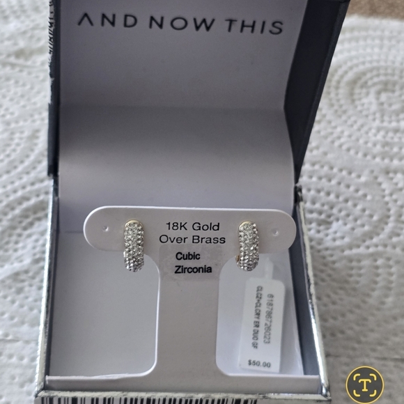 And Now This Jewelry - And Now This Hoop Earrings Silver 18k Gold Over Brass Cubic $50